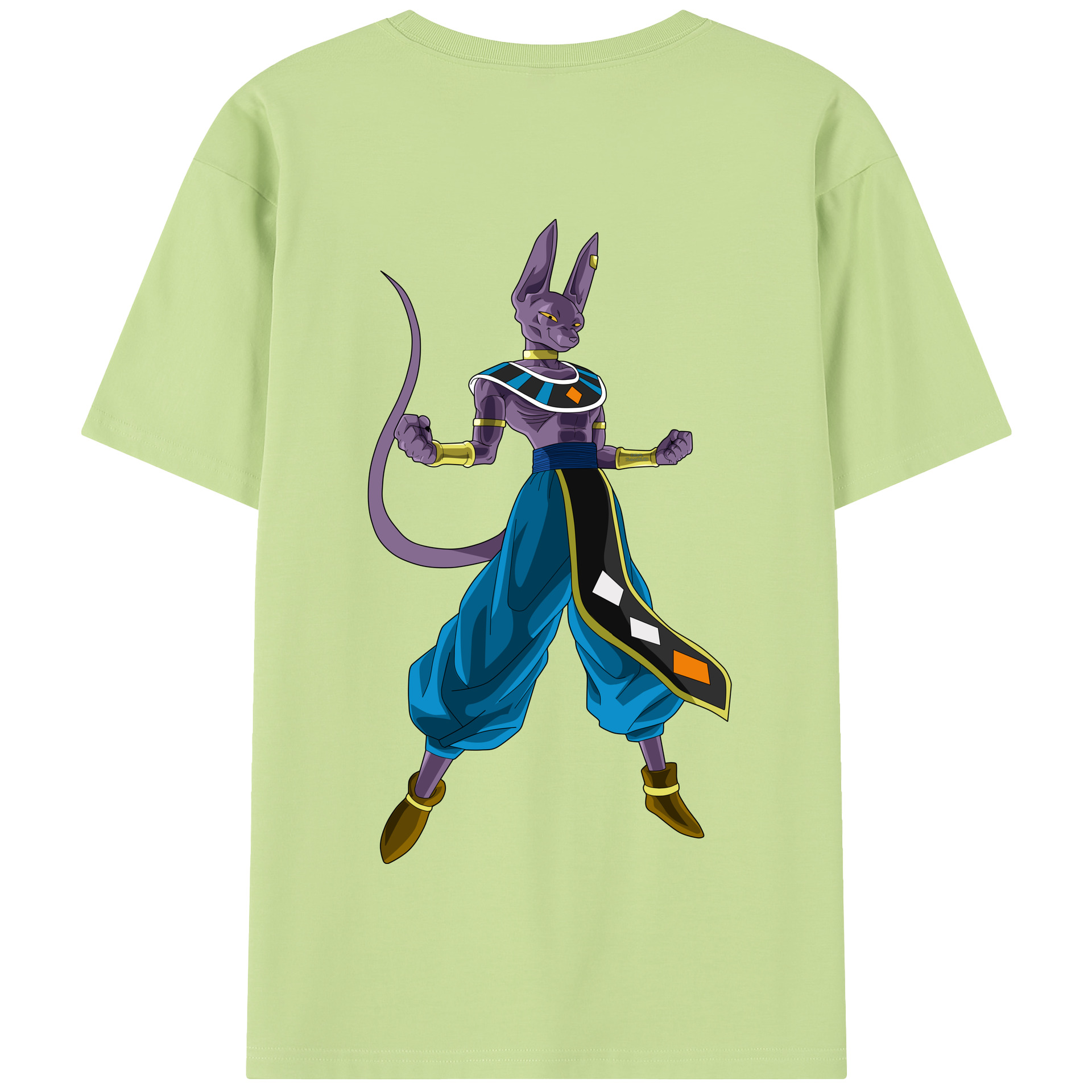 （画像用） ドラゴンボール ビルス 破壊神ビルス DRAGON BALL Beerus Birusu 綿100％半袖Tシャツ（背面プリント）